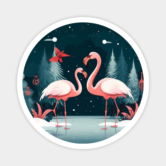 Flamingo Flock Sunset, Xmas,  Love Flamingos Magnet by logiamerch